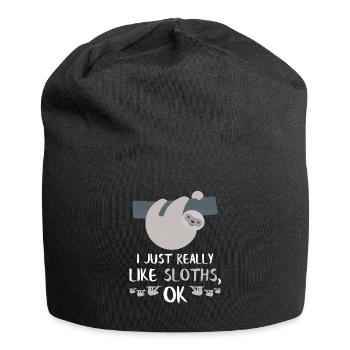 Funny Sloth Gift Funny Girl Who Loves Sloths - Jersey Beanie - black - Front