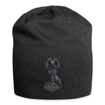 Mjölnir Thors Hammer Und Odins Raben - Jersey-Beanie - Schwarz - Vorne