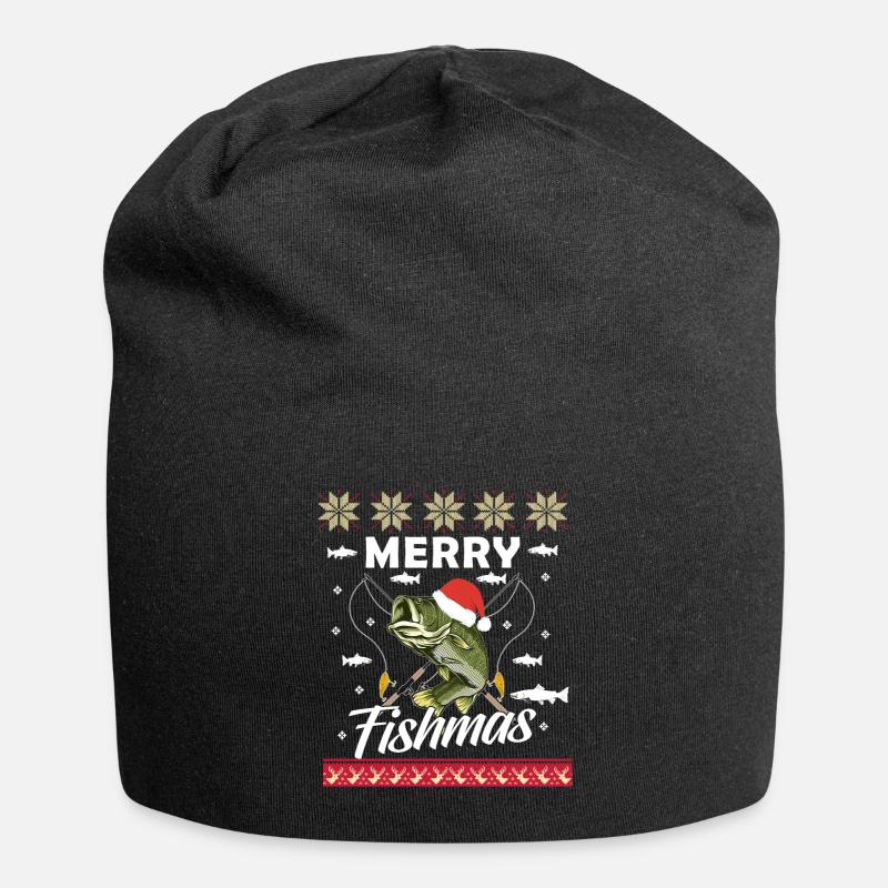 Merry Fishmas - Jersey-Beanie - Schwarz