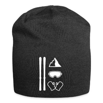 Ski Logo Skifahrer Symbole Minimalist Skier Berge - Jersey-Beanie - Anthrazit - Vorne
