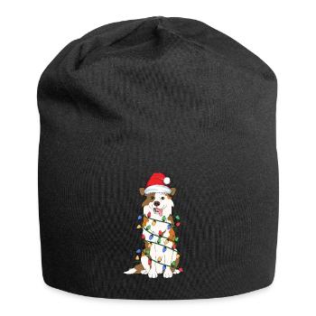 Bouledogue Français Sapin De Noël Clair Père Noël - Bonnet en jersey - noir - Devant