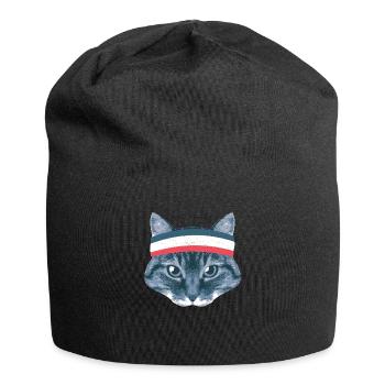 Katzen Katze Kätzchen Cat Mie Sport WM Fußball sp - Jersey-Beanie - Schwarz - Vorne