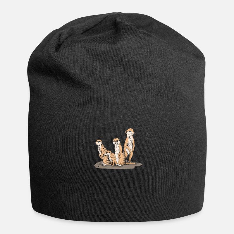 Erdmännchen - Jersey-Beanie - Schwarz