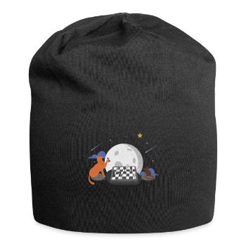 Chess Player Animals Cat, The Mouse Game Gift - Jersey Beanie - black - Front