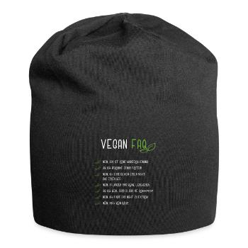 Vegan FAQ Veganer Tierschutz Demo Geschenk - Jersey-Beanie - Schwarz - Vorne