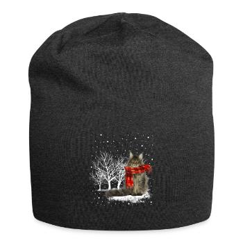 Chat des neiges Maine Coon en hiver - Bonnet en jersey - charbon - Devant