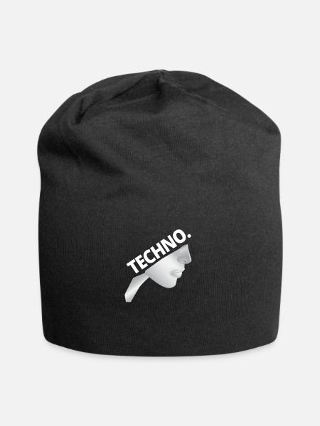 Techno Nonne - Dark Techno, Dark Minimal Techno, H - Jersey Beanie - black