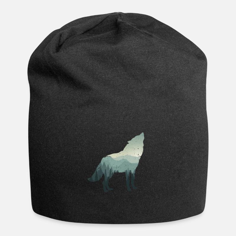 Wolf - Jersey-Beanie - Schwarz