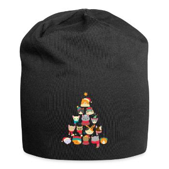 Chats de Noël Sapin de Noël Chaton Noël - Bonnet en jersey - noir - Devant
