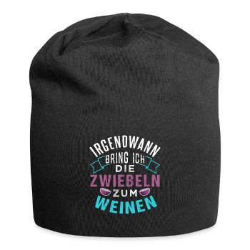 Irgendwann bring ich die Zwiebeln zum weinen - Jersey-Beanie - Schwarz - Vorne