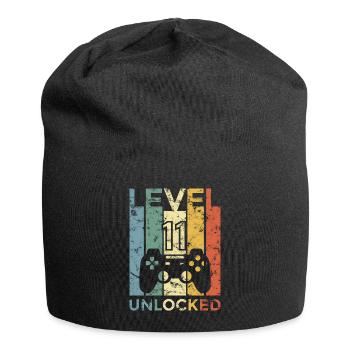 11th Birthday Young Gamer Girl Level Elf Gift - Jersey Beanie - black - Front