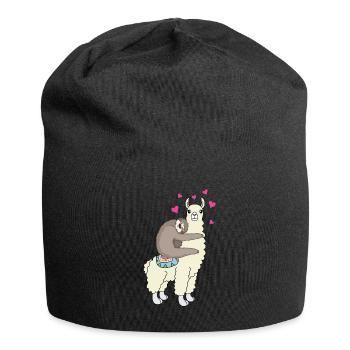 Alpaka Lama Faultier Liebe Herz Freunde Geschenk - Jersey-Beanie - Schwarz - Vorne