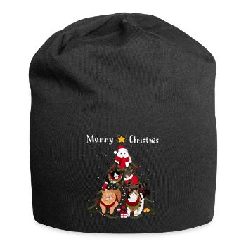 Weihnachtsbaum Katze Weihnachten Bescherung Katzen - Jersey-Beanie - Schwarz - Vorne