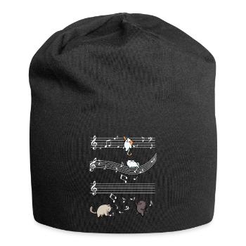 Cat music on staves - Jersey Beanie - black - Front