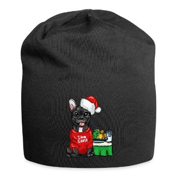 Französische Bulldogge Weihnachtsmann Frenchie - Jersey-Beanie - Schwarz - Vorne