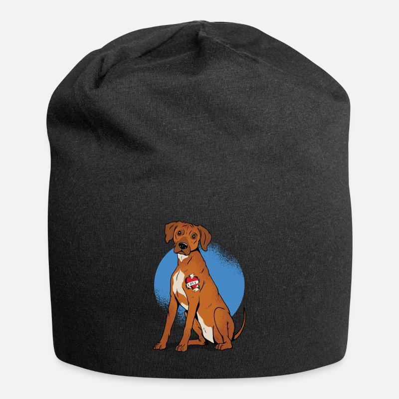 Rhodesian Ridgeback chien taetowée avec coeur - Bonnet en jersey - noir