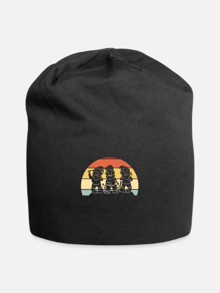 Gartenzwerg Zwerg Gärtner Vintage Retro - Jersey-Beanie - Schwarz