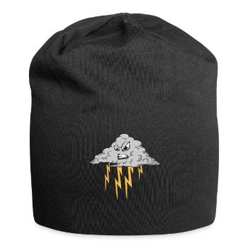 Angry Cloud Causing Lightning Thunderstorm Weather - Jersey Beanie - black - Front