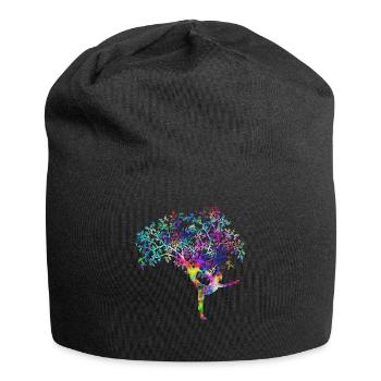 Yoga woman tree psychedelic - Jersey Beanie - black - Front