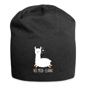 Llama Alpaka Gift Idea Fluffy Shaggy - Jersey Beanie - black - Front