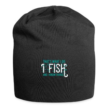 Fishing fishing angler carp sayings funny cool - Jersey Beanie - black - Front