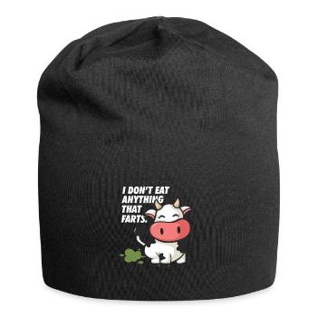 I don't eat anything that farts cow pups vegan veggie - Jersey Beanie - black - Front