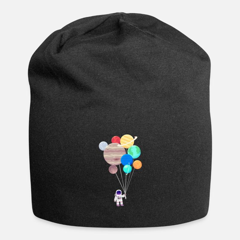 Astronaut Planeten - Jersey-Beanie - Schwarz