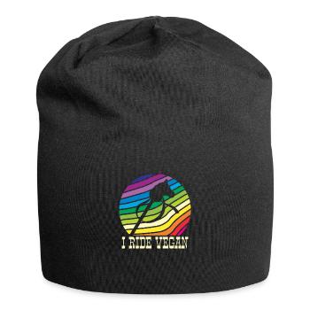 Je chevauche un cavalier amateur de cheval végétalien - Bonnet en jersey - noir - Devant