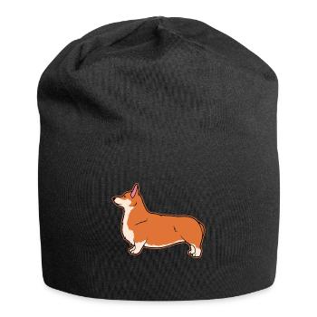 Welsh Corgi Pembroke Hund Silhuette - Jersey-Beanie - Schwarz - Vorne
