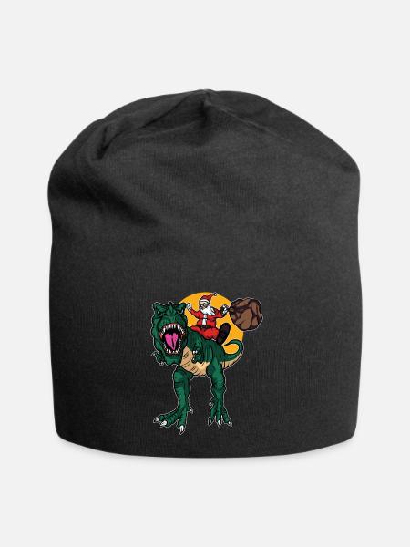 Le père Noël chevauche le cadeau de Noël T-Rex - Bonnet en jersey - noir