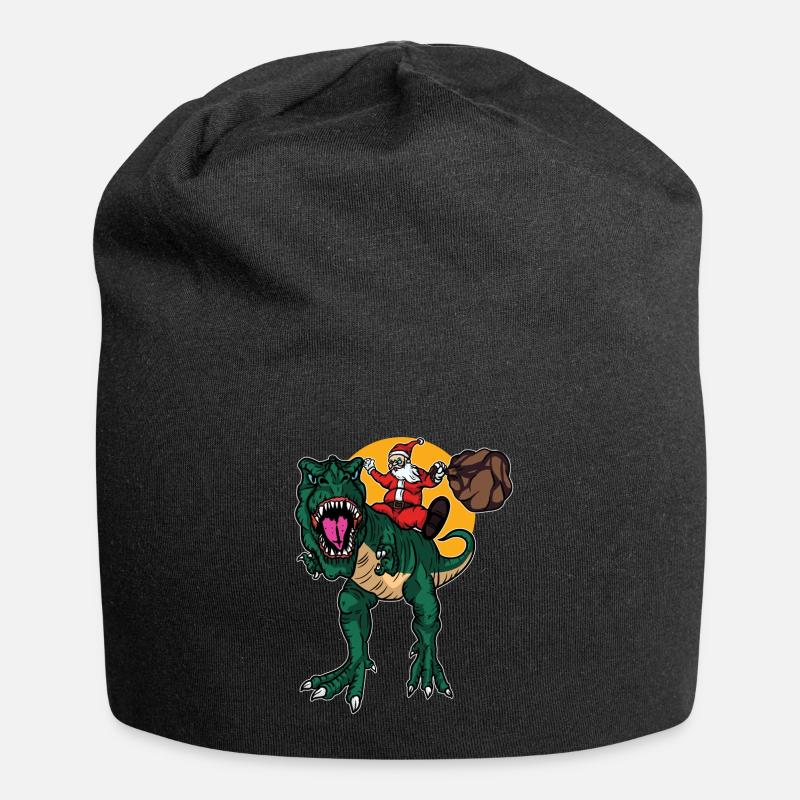 Le père Noël chevauche le cadeau de Noël T-Rex - Bonnet en jersey - noir
