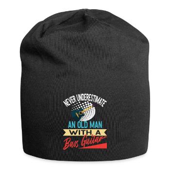 funny An Old Man With A Bass Guitar - Jersey-Beanie - Schwarz - Vorne