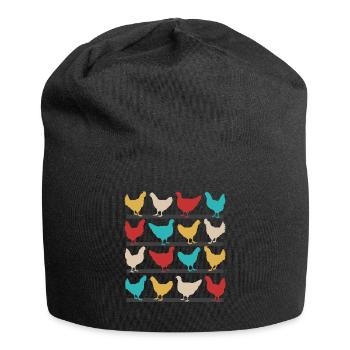 Chicken chickens cock stall animal farm farmer - Jersey Beanie - black - Front