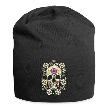 Fleurs - crâne - Bonnet en jersey - noir - Devant
