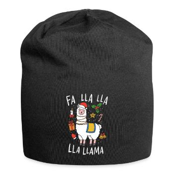 Weihnachts-Lama - Jersey-Beanie - Schwarz - Vorne