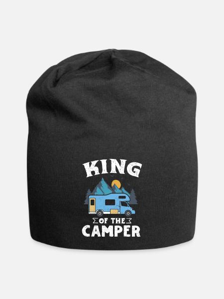 RV Fan King Camper Gift Design Idea for RV Camper - Jersey Beanie - black