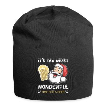 Weihnachten Weihnachtsmann Bier - Jersey-Beanie - Schwarz - Vorne