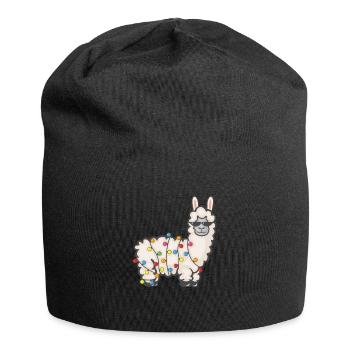Party Lama with fairy lights - Jersey Beanie - black - Front