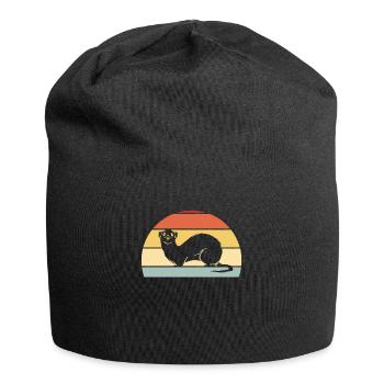 Frettchen Lustiges Wiesel Vintage Retro - Jersey-Beanie - Schwarz - Vorne