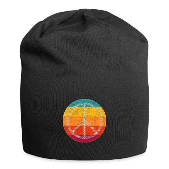 Peace Sign in Vintage Style Retro Look Gift - Jersey Beanie - black - Front