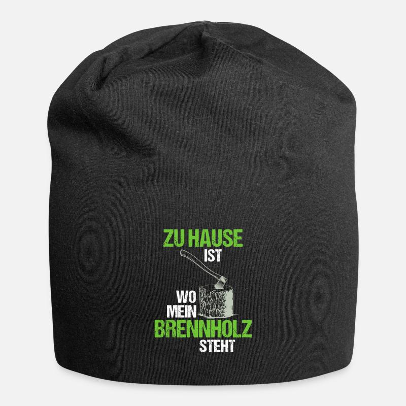 Brennholz Axt Holz Machen - Jersey-Beanie - Schwarz