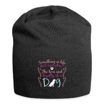 Hund Hündchen Hunde Geschenk Geschenkidee - Jersey-Beanie - Schwarz - Vorne