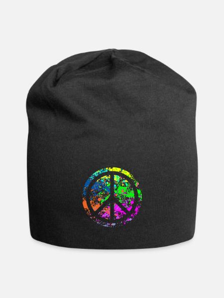 Peace - Farben - Jersey-Beanie - Schwarz