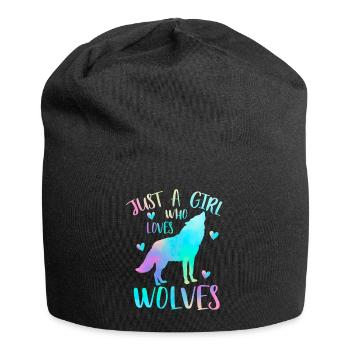 Juste une fille qui aime les loups - Wolf - Bonnet en jersey - noir - Devant