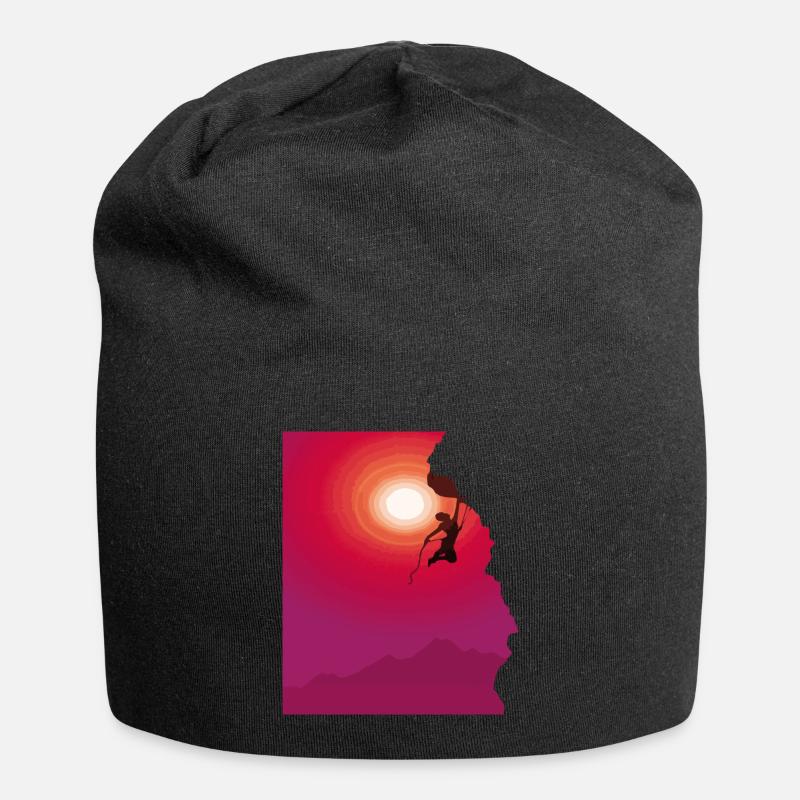 Klettern Bergsteigen Sonnenaufgang Geschenk - Jersey-Beanie - Schwarz