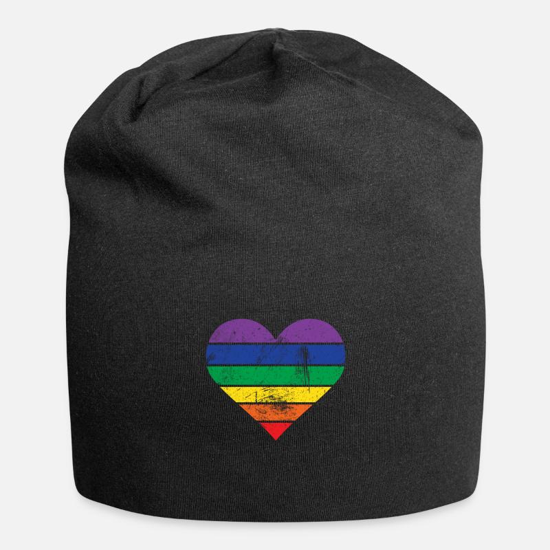 Heart rainbow - Jersey Beanie - black