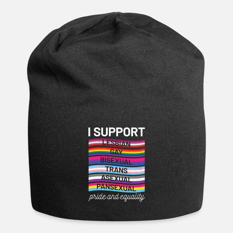 I Support Lesbian Gay Bisexual Trans Asexual Panse - Jersey Beanie - black