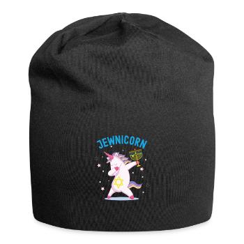 Jewnicorn Unicorn, Funny Happy Hanukkah - Jersey Beanie - black - Front
