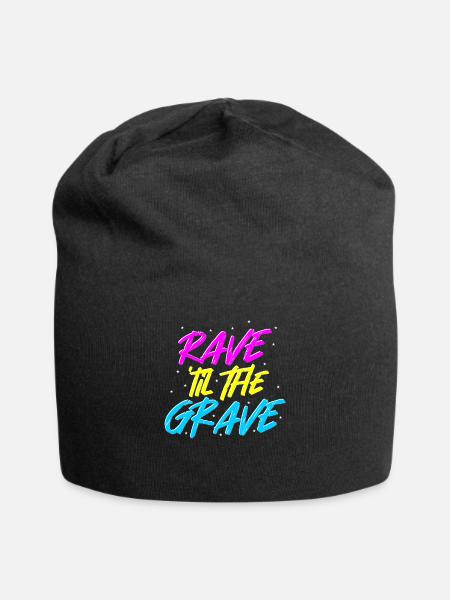 Rave til The Grave Techno Festival Outfit Damen - Jersey-Beanie - Schwarz