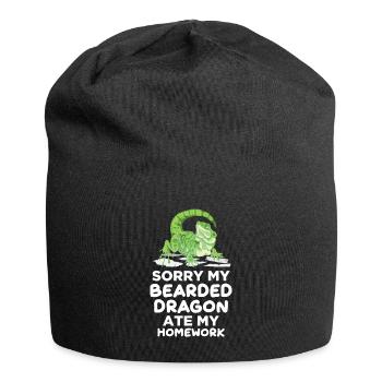 Bearded dragon eats homework reptiles. School - Jersey Beanie - black - Front